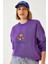 Kadın Ayıcık Baskılı Yazılı Ribanalı Basic Sweatshirt Ös 2