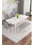 Mona Beyaz Mermer 80X132 Açılabilir Mdf Masa Yemek Odası Takımı, Mutfak Takımı 4 Adet Sandalye, 1 Bench 2