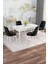 Mona Beyaz Mermer 80X132 Açılabilir Mdf Masa Yemek Odası Takımı, Mutfak Takımı 4 Adet Sandalye 1