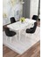 Mona Beyaz Mermer 80X132 Açılabilir Mdf Masa Yemek Odası Takımı, Mutfak Takımı 4 Adet Sandalye 2