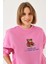 Kadın Ayıcık Baskılı Yazılı Ribanalı Basic Sweatshirt Ös 2