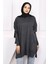 Antrasit Bisiklet Yaka Merserize Salaş Triko Tunik 1