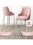 Tera Serisi 2 Adet Pembe Babyface Kumaş 65 cm Krom Kaplama Ayaklı Bar Sandalyesi 1