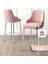 Tera Serisi 2 Adet Pembe Babyface Kumaş 65 cm Krom Kaplama Ayaklı Bar Sandalyesi 2