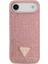 iPhone 17 Air Uyumlu Kılıf Guess Orjinal Lisanslı Taşlı Arka Yüzey Üçgen Logolu Kapak Pembe 3
