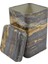 EF022-H8 Rock And Gold Desenli Kare Metal Saklama Kabı 11X11 cm 5