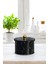 Marble Black Desenli Topuz Kulplu Yuvarlak Metal Kutu, 14 x 10 cm, 1.3 lt 1