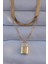 316L Çelik Gold Renk Çift Zincir Kilit Model Kolye - TJ-BKO8941 3