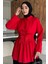 Gömlek Yaka Papatya Aplikeli Bel Lastikli Tesettür Tunik P-00017985 1