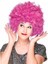 Fuşya Renk Kıvırcık Afro Bonus Peruk Saç Parti Peruğu 1
