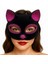 Siyah Renk Fuşya Simli Süet Kaplama Kedi Maskesi 18X14 cm 1