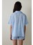 Açık Mavi Antalya Çiğdemi Pamuklu Çiçekli Gömlek Şort Pijama Takımı - Inspired by Flora 8