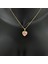 Çelik Pembe Zirkon Taşlı Prenses Model Kalp Kolye - Gold 2