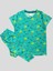 Erkek Çocuk %100 Pamuklu Ayıcık Kirpi Çam Desenli Kısa Kollu Yeşil Yazlık Pijama Takımı 1