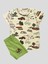 Erkek Çocuk %100 Pamuklu Araba Otobüs Desenli Ekru Yeşil Kısa Kollu Şortlu Yazlık Pijama Takımı 2
