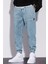 Erkek Mavi Beli ve Paçası Lastikli Regular Fit Rahat Kesim Jean Denim Kot Pantolon RF0483 1
