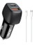 BY-38L Hızlı Araç Şarj Cihazı 38W Araba Çakmaklık Şarj Aleti + Lightning Kablo USB + Pd Girişli Iphone 14/13/12/12 Pro Max/11/xs Max/xr/x,airpods Pro 3