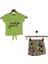 Kız Çocuğu İkili Takım Baskılı T-Shirt Çok Renkli Şort 18-24 Ay Neon Yeşil 7