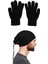 Termal Unisex Siyah Yün Eldiven Polar Bere Boyunluk Set 1