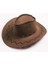 Bağcıklı Yetişkin Boy Nubuk Süet Kovboy Şapkası Koyu Kahve Renk 1