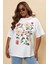 Büyük Beden Kısa Kollu Bisiklet Yaka Çiçek Desenli T-Shirt 304177 1