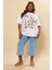 Büyük Beden Kısa Kollu Bisiklet Yaka Çiçek Desenli T-Shirt 304177 2