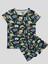Erkek Çocuk %100 Pamuklu Dinozor Desenli Lacivert Kısa Kollu Şortlu Pijama Takımı 1