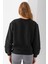 Kadın Bisiklet Yaka Kol Parçalı 3ip Şardonlu Sweatshirt Siyah - 2513 8
