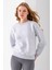 Kadın Bisiklet Yaka Kol Parçalı 3ip Şardonlu Sweatshirt Gri - 2513 5