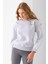 Kadın Bisiklet Yaka Kol Parçalı 3ip Şardonlu Sweatshirt Gri - 2513 6