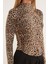 Leopar Desenli Yanı Drapeli Dik Yaka Bluz 7