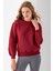 Kadın Bisiklet Yaka Kol Parçalı 3ip Şardonlu Sweatshirt Bordo - 2513 3