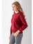 Kadın Bisiklet Yaka Kol Parçalı 3ip Şardonlu Sweatshirt Bordo - 2513 4