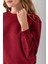 Kadın Bisiklet Yaka Kol Parçalı 3ip Şardonlu Sweatshirt Bordo - 2513 7