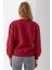 Kadın Bisiklet Yaka Kol Parçalı 3ip Şardonlu Sweatshirt Bordo - 2513 8