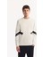 Erkek Ekru Bisiklet Yaka Pamuklu Bi-Stretch Baskılı Regular Fit Sweatshirt A52Y1296 2