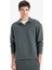 Boxy Fit Dik Yaka Yarım Fermuarlı Skuba Dalgıç Kumaş Sweatshirt E9363AX25AU 4