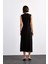 Fitted Toka Detaylı Poplin Kolsuz Yırtmaçlı Midi Elbise G0267AX25SM 5