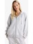 Relax Fit Kapüşonlu Basic Düz Kalın Fermuarlı Sweatshirt C1809AX25AU 5