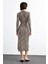 Leopar Desenli Twill Uzun Kollu Midi Elbise G0737AX25SM 5