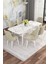 Mona Beyaz Mermer 80X132 Açılabilir Mdf Masa Yemek Odası Takımı, Mutfak Takımı 6 Adet Sandalye 2