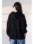 Relax Rahat Kesim Kapşonlu Salaş Oversize Kolları Geniş Basic Kadın Sweatshirt 21966 Siyah 4