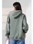 Relax Rahat Kesim Kapşonlu Salaş Oversize Kolları Geniş Basic Kadın Sweatshirt 21966 Haki 4