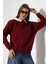 Relax Rahat Salaş Geniş Kesim Gömlek Yaka Pamuklu Kadın Sweatshirt 21985 Bordo 1