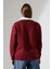Relax Rahat Salaş Geniş Kesim Gömlek Yaka Pamuklu Kadın Sweatshirt 21985 Bordo 4