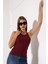 Slim Fit Dar Kesim Arkadan Askılı U Yaka Askılı Basic Body Kadın Atlet 22064 Bordo 3