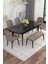 Mona Siyah Mermer 80X132 Açılabilir Mdf Masa Yemek Odası Takımı, Mutfak Takımı 4 Adet Sandalye, 1 Bench 2