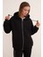 Basic Fermuarlı Kapüşonlu Oversize Sweatshirt 1