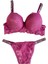 Kadın Gül Kurusu Dantelli Taşlı Balenli Destekli Dolgulu Push Up Sütyen Takımı Iç Çamaşırı Takımı 3