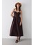 Kahverengi Bel Detaylı Poplin Elbise 3